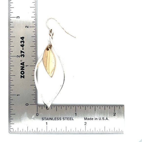 Silver/Gold Dangle Earrings - Picture 3 of 5